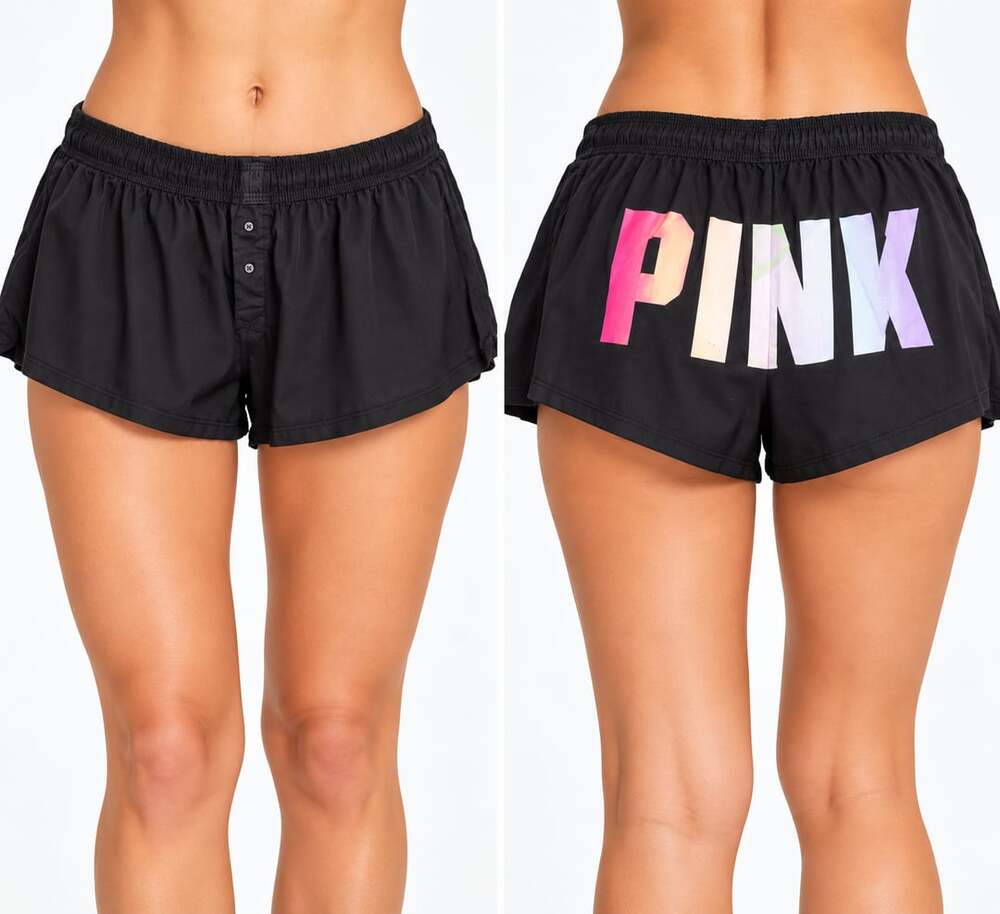 Victoria's Secret Pink Logo Sleep Shorts Black